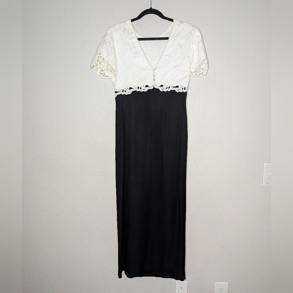 Scott McClintock Vintage Black White Mother Of The Bride Guipure Lace Dress 10